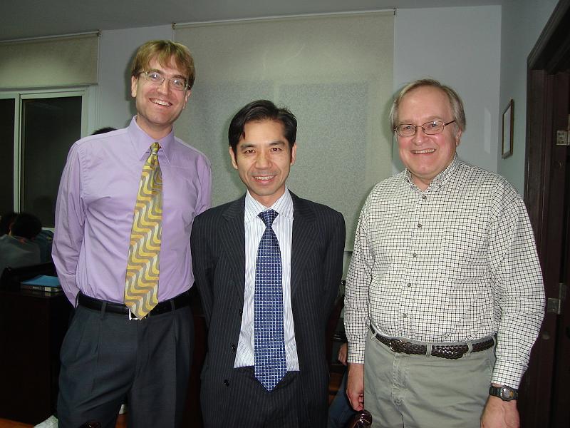 DSC01938.JPG - Andrew, Dr. Ni, and Bill before Andrew's presentation. 22 October 2009