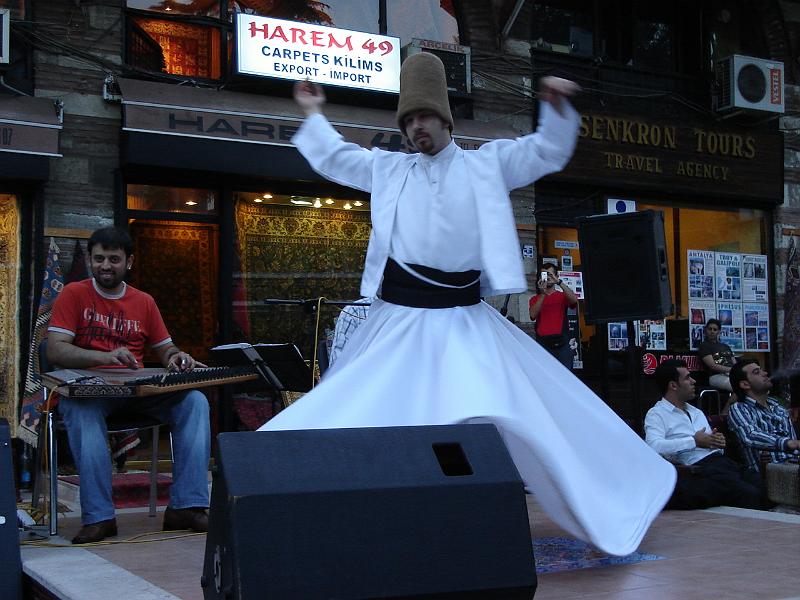 DSC01013.JPG - A Whirling Dervish at the Cafe Mesale Restaurant, Tea Garden - Water Pipe. 12 July 2007