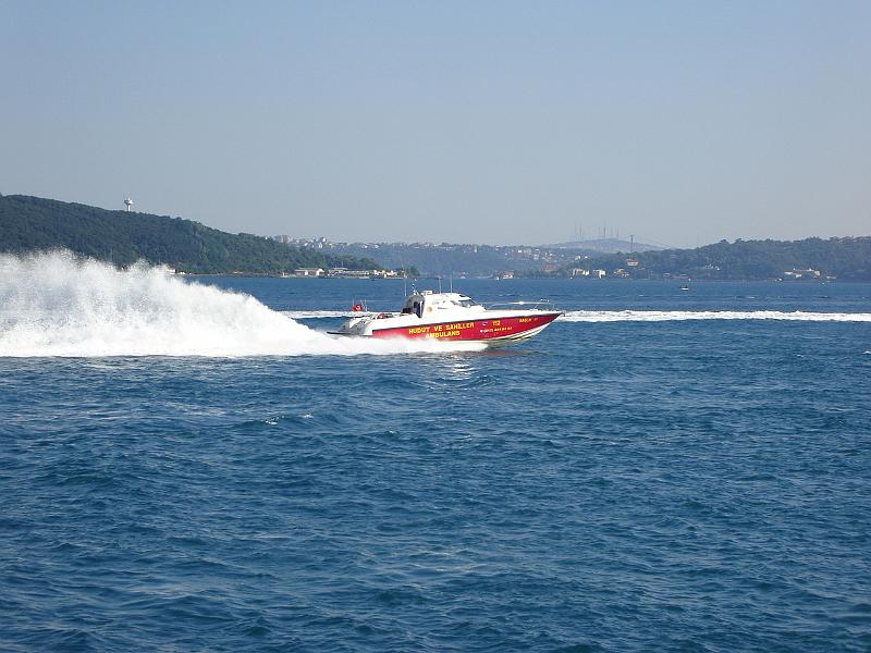 DSC01346.JPG - An ambulance racing down the Bosphorus. 16 July 2007