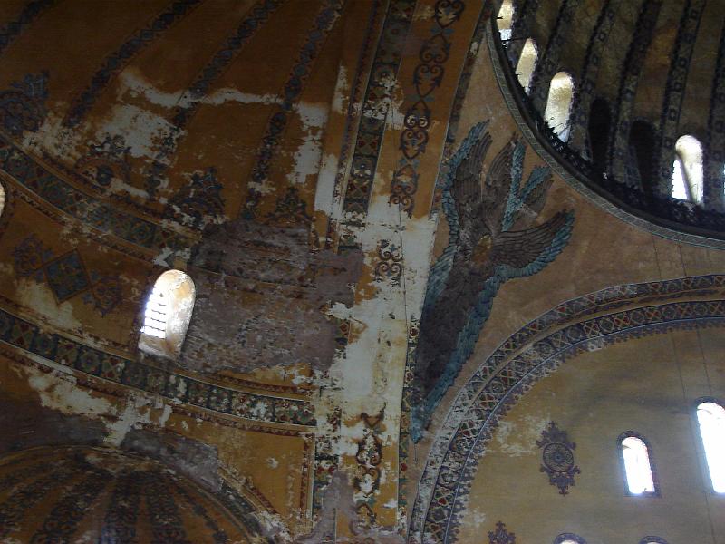DSC01361.JPG - Interior of the Haghia Sophia (Aya Sofya Camii).  Work on the restoration of the mosaics is slowly progressing. 17 July 2007