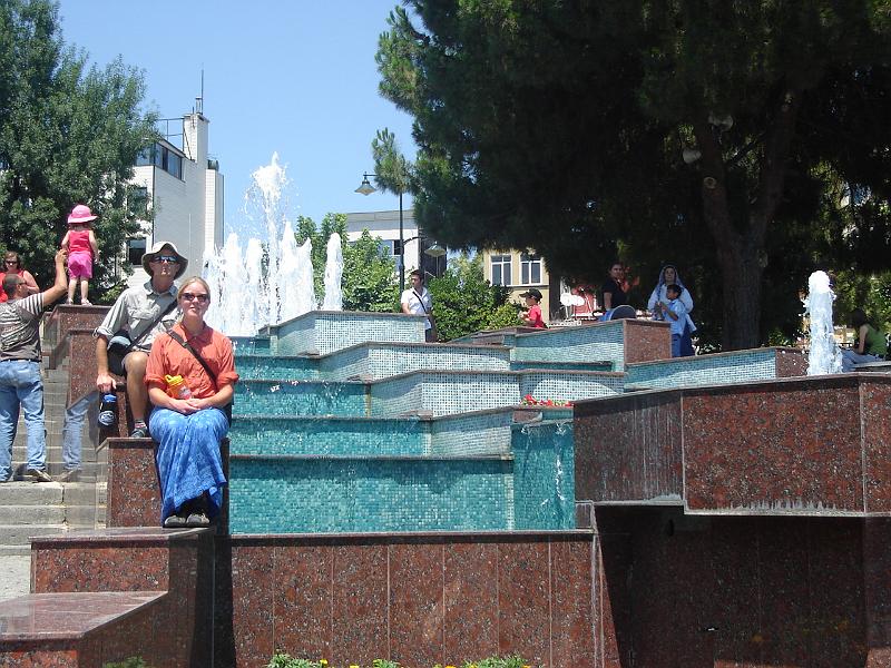 DSC01384.JPG - Gretchen and Matt by one of the many fountains in Istanbul. 17 July 2007