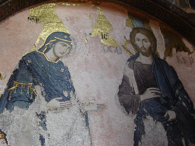 DSC01390.JPG - The mosaics of the Khalke Jesus and Mary, St. Saviour in Chora. 17 July 2007