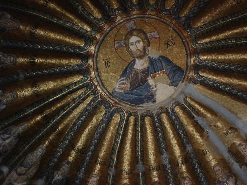 DSC01392.JPG - Jesus Christ within the medallion in the dome, St. Saviour in Chora. 17 July 2007