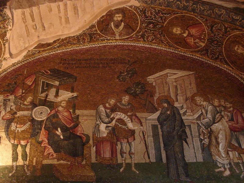 DSC01401.JPG - Virgin Mary, Joseph and the enrollment for the census for taxation, St. Saviour in Chora. 17 July 2007