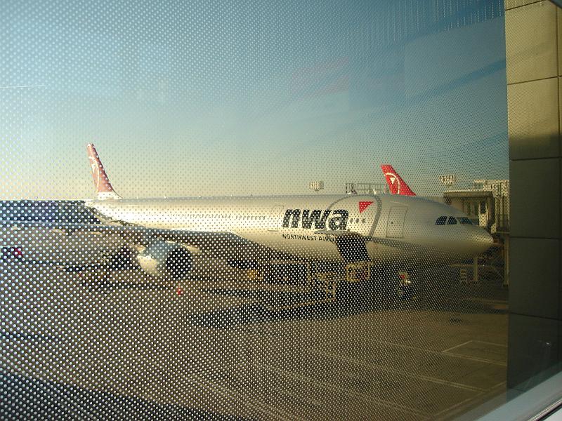 DSC02302.JPG - Our plane to Paris outside the windows of the Detroit airport. 15 April 2008