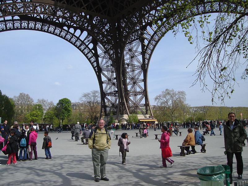 DSC02332.JPG - Bill under the Eiffel Tower.  Paris 17 April 2008