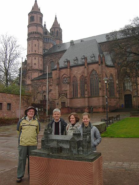 DSC02360.JPG - Bill, Dieter, Dorothea, and Veronika at the Cathedral of St. Peter in Worms.  Germany 19 April 2008