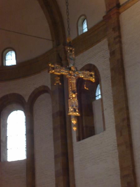 DSC02380.JPG - A suspended cross in the Imperial Cathedral at Speyer.  Germany 19 April 2008