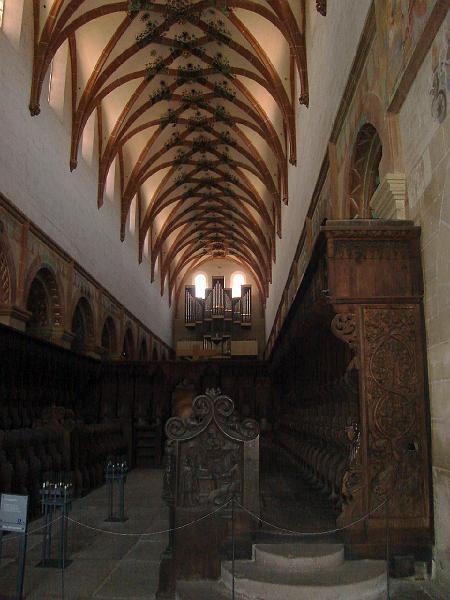 DSC02400.JPG - The nave of the abbey church with the choir stalls, dating from around 1450.  Maulbronn Monastery.  Germany 20 April 2008