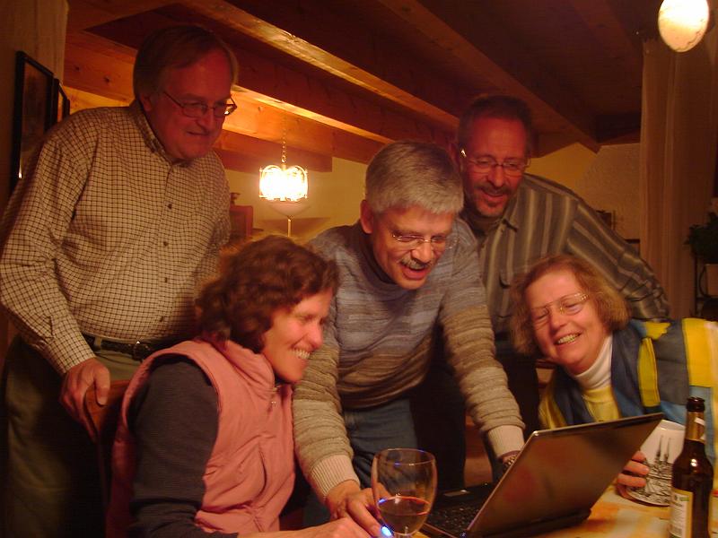 DSC02413.JPG - Bill, Dorothea, Dieter, Uli (Dorothea's brother), and Marianne discover satellite photos of home. 20 April 2008