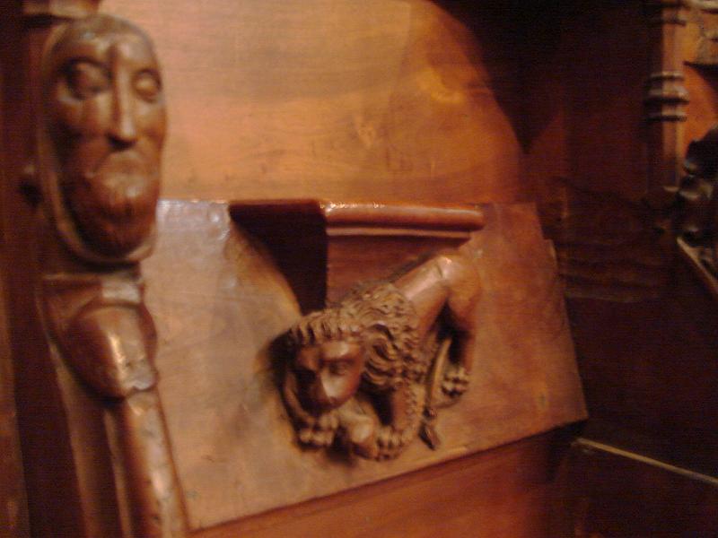 DSC02425.JPG - Carvings on the Choir Stalls, St. Pierre  Cathedral of the Swiss Reformed Church.  Geneva Switzerland 21 April 2008