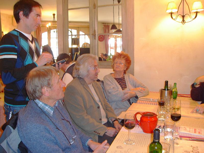 DSC02498.JPG - Tony, Mick, and Shirley at Le Bistrot in Sarlat.  Most of us had rabbit. 23 April 2008