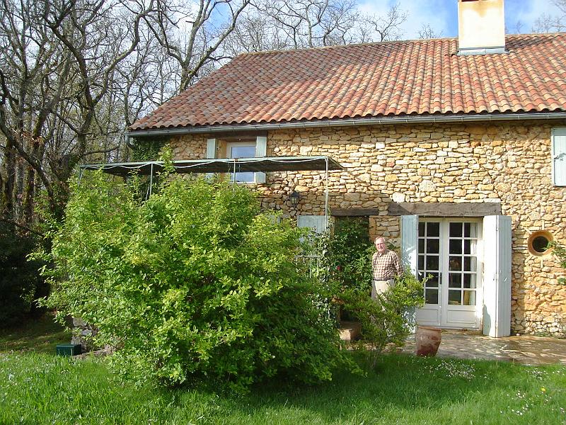 DSC02524.JPG - Bill in front of Mick and Shirley's place in Rauffet.  Our room is the window at the upper left.  France 23 April 2008