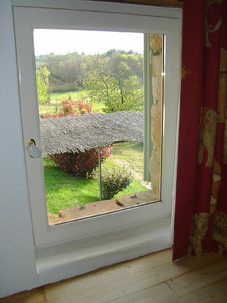 DSC02535.JPG - The view of the French countryside beyond the window in our room.  Rauffet France 23 April 2008