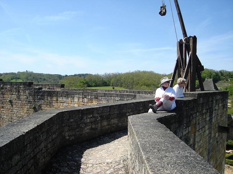 DSC02548.JPG - Judy and Viv from the ramparts of Castelnaud.  France 24 April 2008
