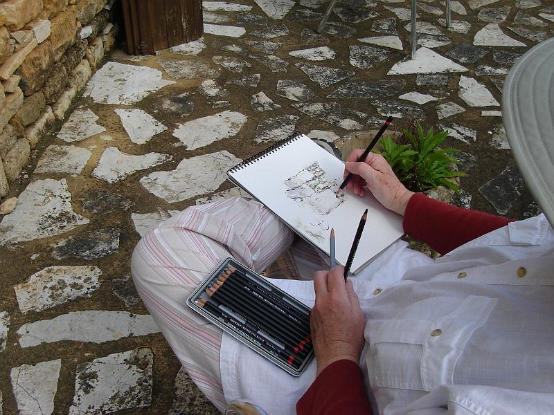 DSC02565.JPG - Judy sketching at Rauffet.  France 24 April 2008