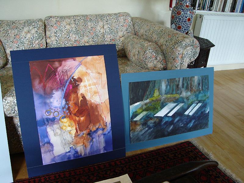 DSC02572.JPG - Some of Shirley's paintings in the drawing room at Rauffet.  France 24 April 2008