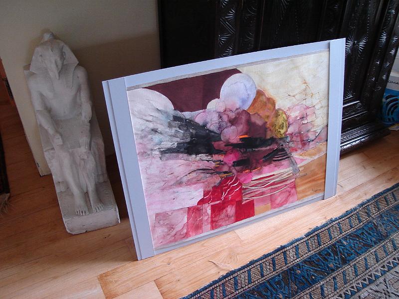 DSC02576.JPG - Another of Shirley's paintings in the drawing room of Rauffet.  France 24 April 2008