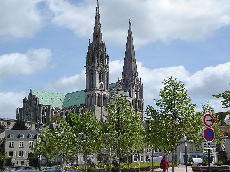 DSC02590.JPG - Chartres Cathedral from the streets of Chartres.  France 25 April 2008
