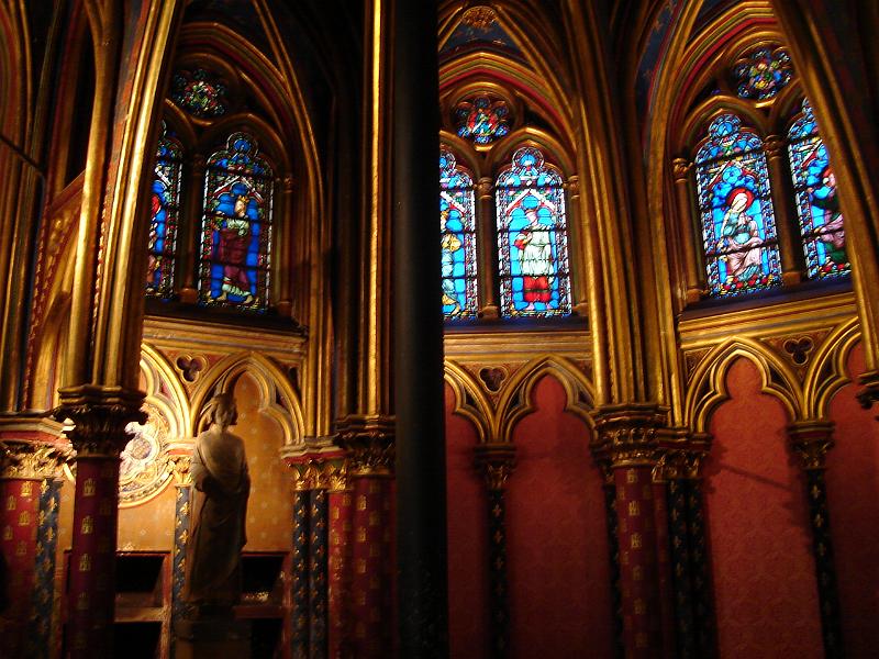 DSC02637.JPG - Inside the lower level chapel of Sainte Chapelle.  Paris France 27 April 2008