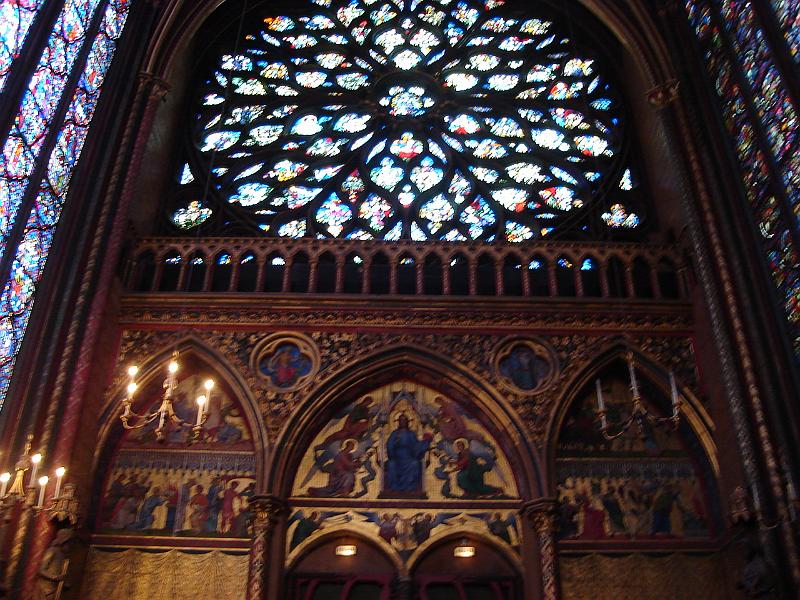 DSC02639.JPG - The rose window in the upper level of Sainte Chappelle.  Paris France 27 April 2008