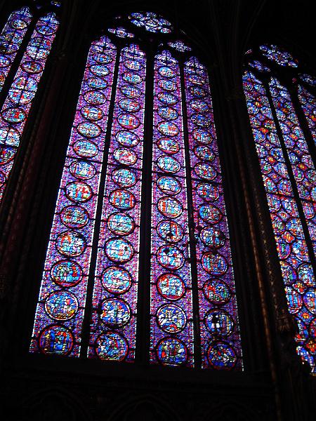 DSC02641.JPG - Stained glass in the upper level of Sainte Chappelle.  Paris France 27 April 2008