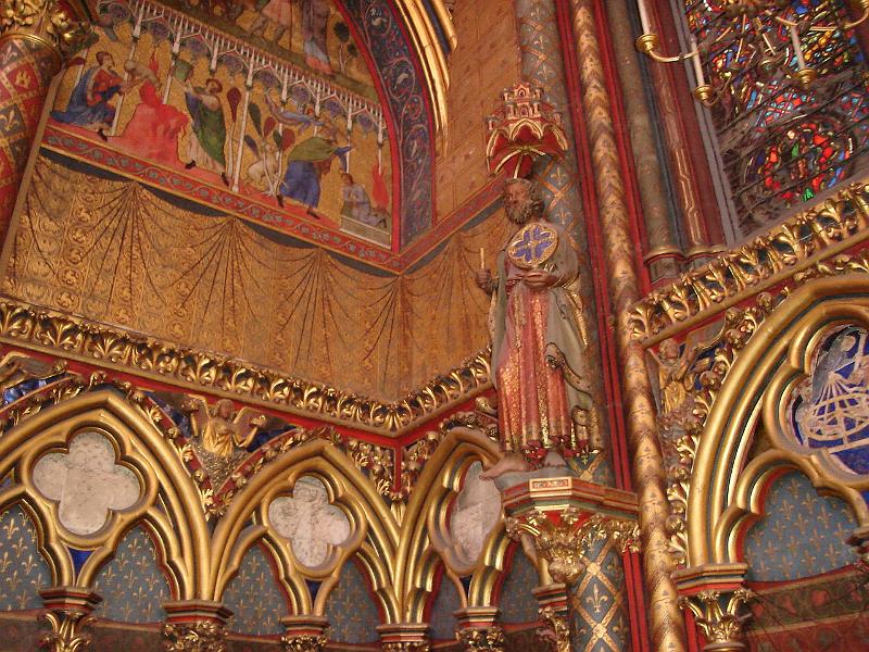 DSC02646.JPG - Detail of the walls of the upper chapel, Sainte Chapelle.  Paris France 27 April 2008