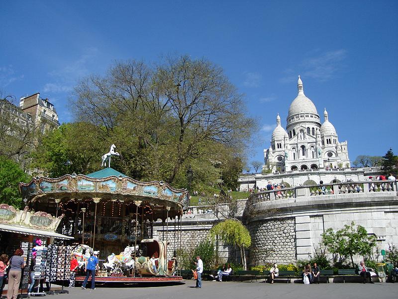 DSC02654.JPG - The carousel at the base of the Basilica Sacre Coeur.  Paris France 27 April 2008