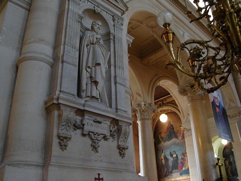 DSC02666.JPG - A statue of St. Andrew at Holy Trinity Church.  Paris France 27 April 2008