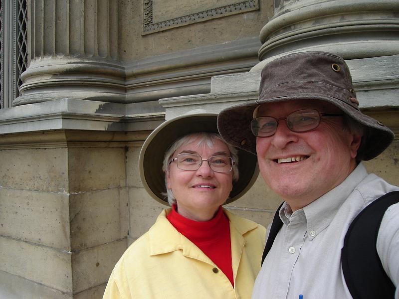 DSC02683.JPG - Judy and Bill in the courtyard of the Louvre.  Paris France 27 April 2008