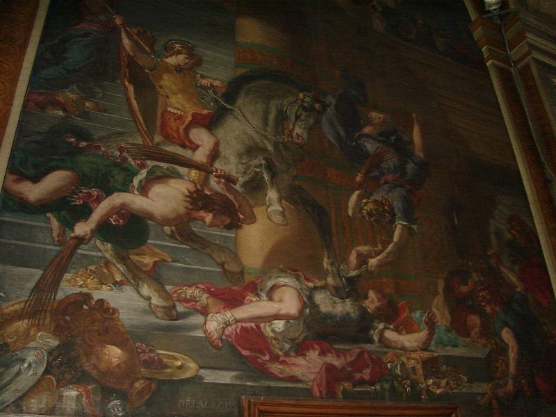 DSC02688.JPG - A painting by Eugene Delacroix, inside Saint Sulpice.  Paris France 28 April 2008