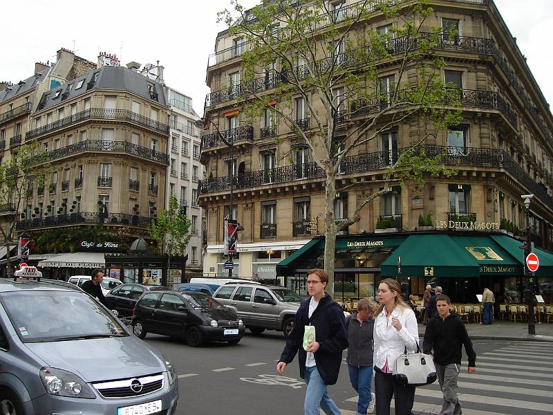 DSC02699.JPG - The Cafe de Flore and Les Deux Magots, cafes where the likes of Jean-Paul Sartre, Simone de Beauvoir and Albert Camus hung out.  Paris France 28 April 2008