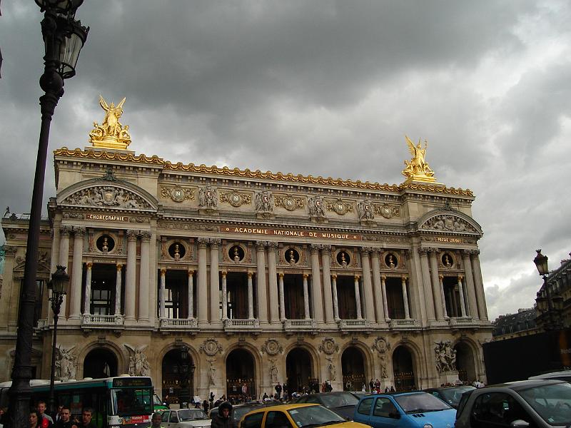 DSC02710.JPG - Paris Opera House, the Academie Nationale de Musique, under darkening clouds.  Paris France 28 April 2008