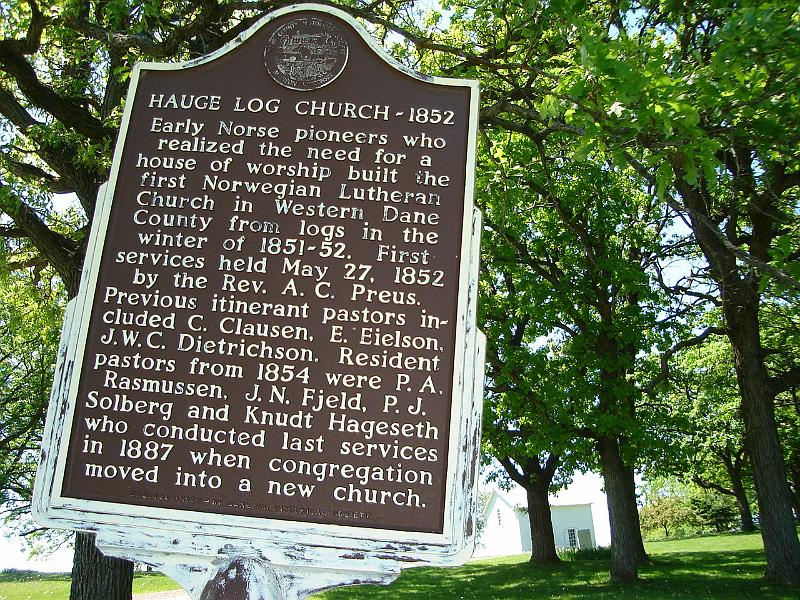 DSC01119.JPG - The Hauge Log Church historical marker.  29 May 2009