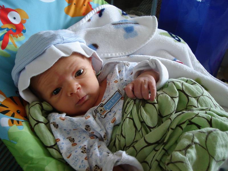 DSC01351.JPG - Sebastian needs a hat if he's going outside in the sun. 24 July 2009