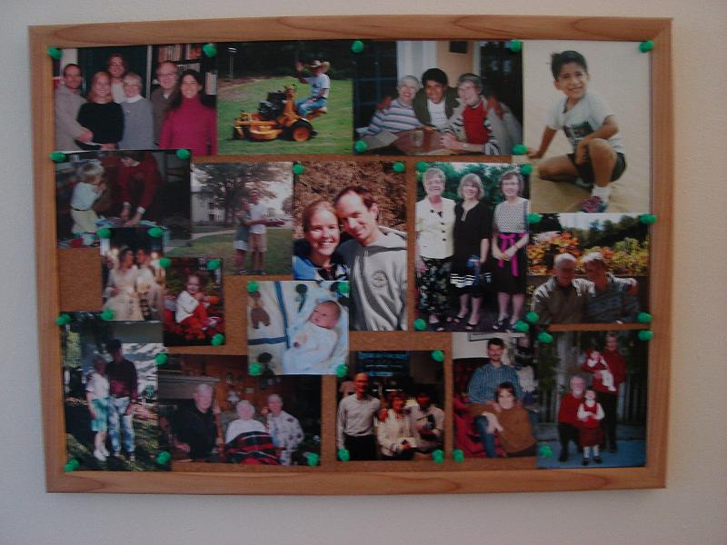 DSC01469.JPG - Bulletin board filled with her loved ones in Ramona's new apartment. 12 August 2009