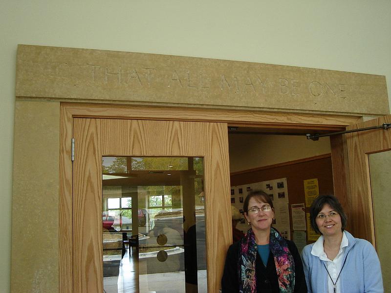 DSC01612.JPG - Cindy and Janet under the new mantle piece - THAT ALL MAY BE ONE - 3 October 2009