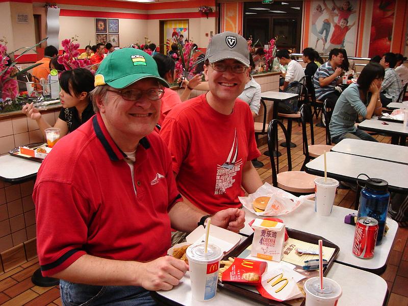 DSC02014.JPG - Bill and Andrew enjoying McDonald's on a Saturday afternoon. 24 October 2009