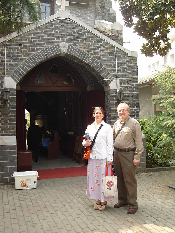 DSC02068.JPG - Brenda and Bill in front of St Paul's Church. 25 October 2009