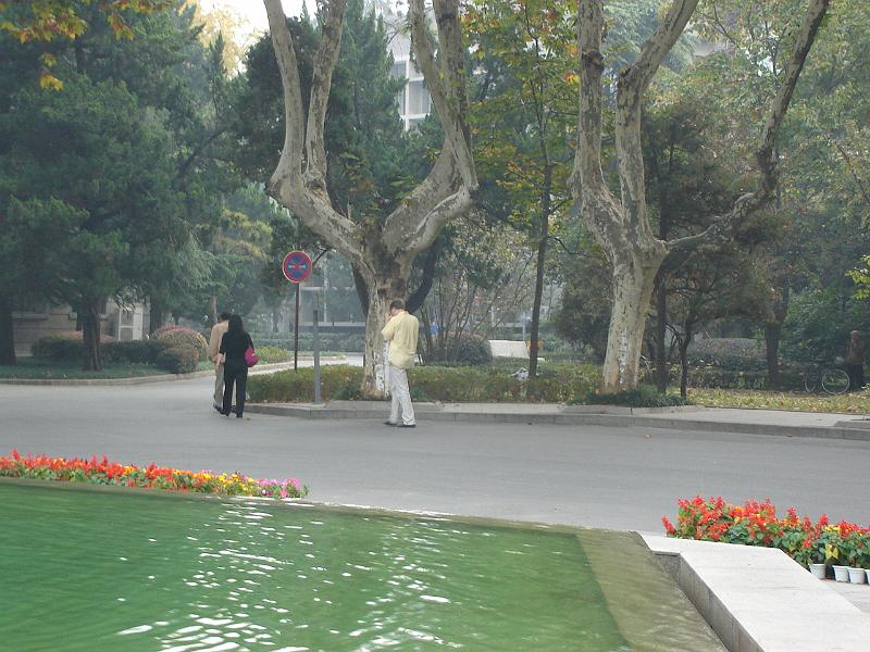 DSC02269.JPG - Andrew walking to his office on the campus of Southeast University in Nanjing. 29 October 2009