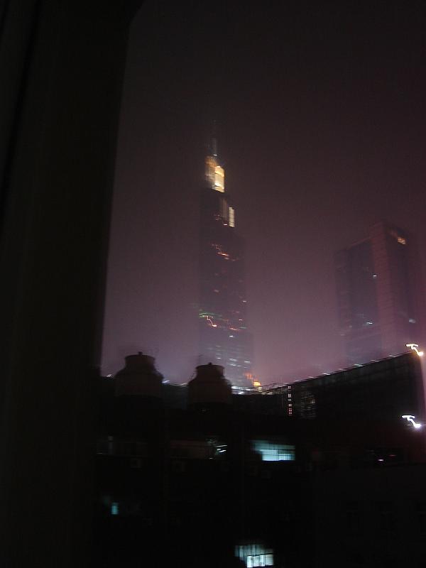 DSC02284.JPG - The view of the Nanjing skyline from Andrew and Brenda's window at night. 29 October 2009