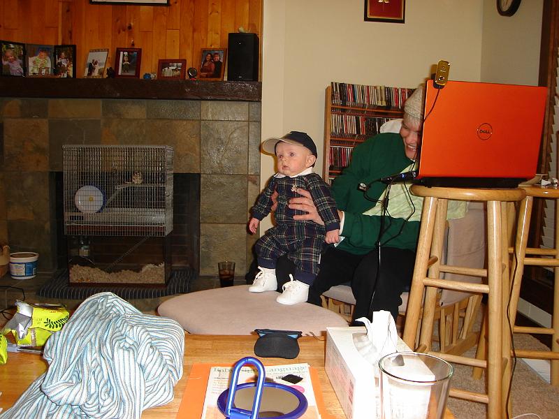 DSC02586.JPG - Sebastian in his new outfit, with his cap from Aunt Elaine and Uncle Ben, and his shoes from Grandma. 2 November 2009
