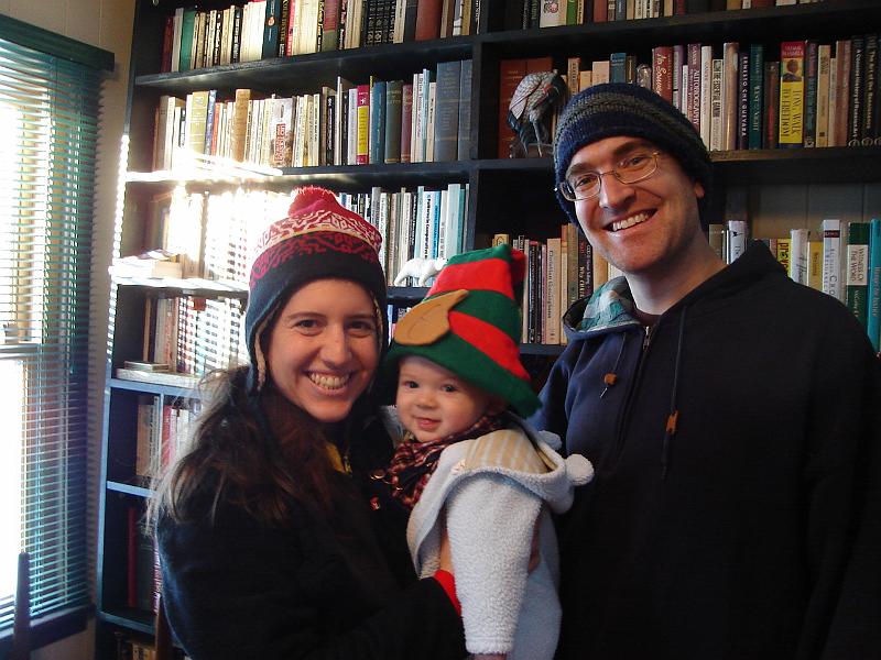 DSC02788.JPG - Brenda, Sebastian (with elf hat), and Andrew. 31 December 2009