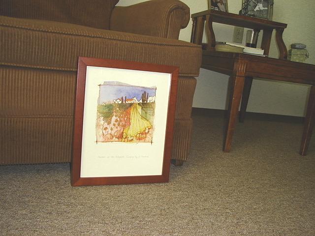 A&B-tuscany.jpg - Andrew and Brenda's print of a Tuscany scene by Shirley taken in Lillian's apartment. 2 February 2006