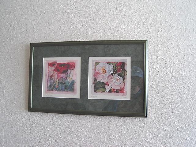Lillian-roses&poppies.jpg - Two prints of Shirley's in Lillian's apartment. 2 February 2006