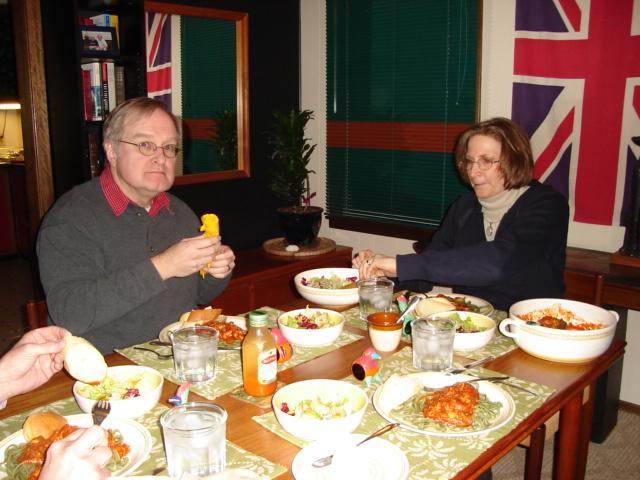 DSC00216.JPG - Bill and Gwen having dinner before attending the Festival Choir concert. 4 March 2006