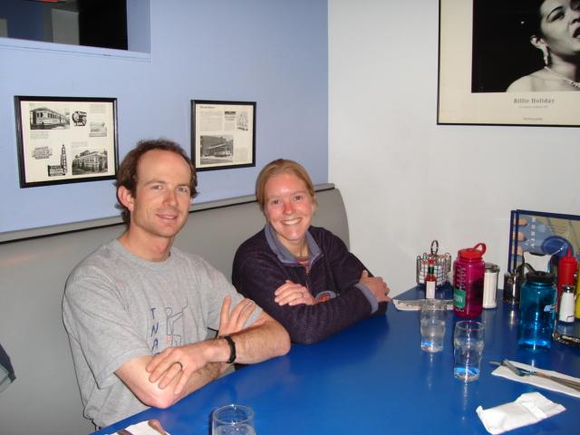 DSC00225.JPG - Matt, minus his suitcases, arrives in Madison a day later, both he and Gretchen are here to help celebrate Lillian's 91st birthday.  Lunch at the Blue Plate Diner. 23 March 2006