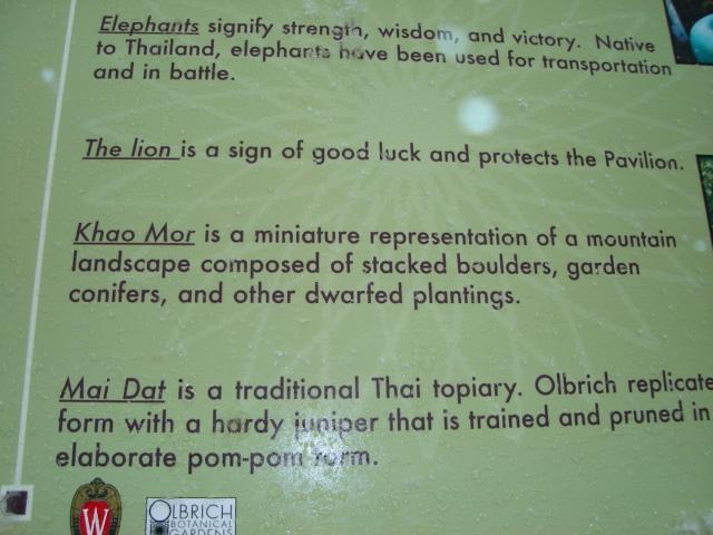 DSC00227.JPG - Another information sign at the Thai Pavilion at Olbrich Gardens in Madison. 23 March 2006