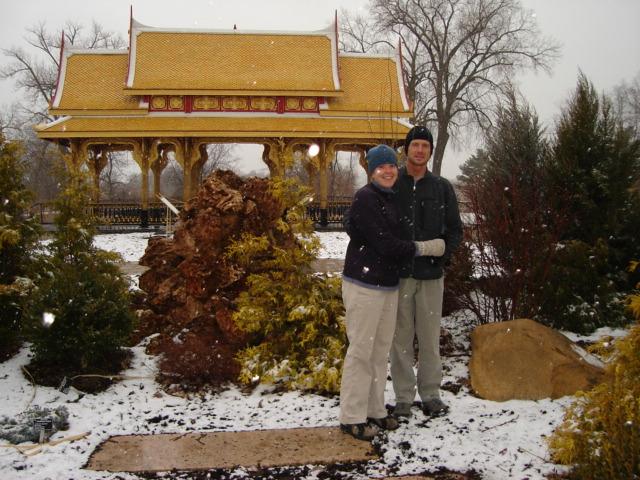 DSC00230.JPG - Gretchen and Matt at the Thai Pavilion at Olbrich Gardens in Madison. 23 March 2006