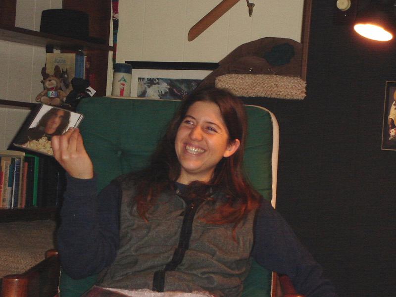 DSC00642_00_00.JPG - Brenda opening up her Christmas at Thanksgiving present. 22 November 2006